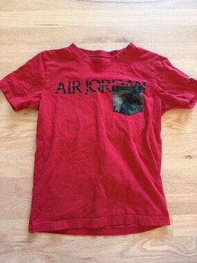 Jordan Red Tee with Camo Pocket